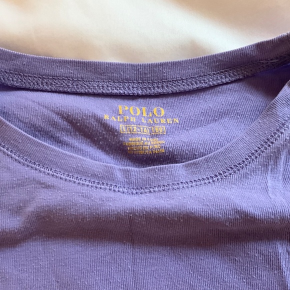 2 pcs Girl’s Polo by Ralph Lauren Purple Cotton Jersey Long-Sleeve Tees - Picture 5 of 5